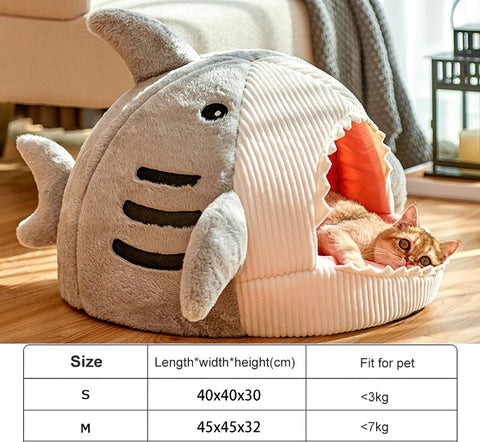 cartoon shark cat bed size chart