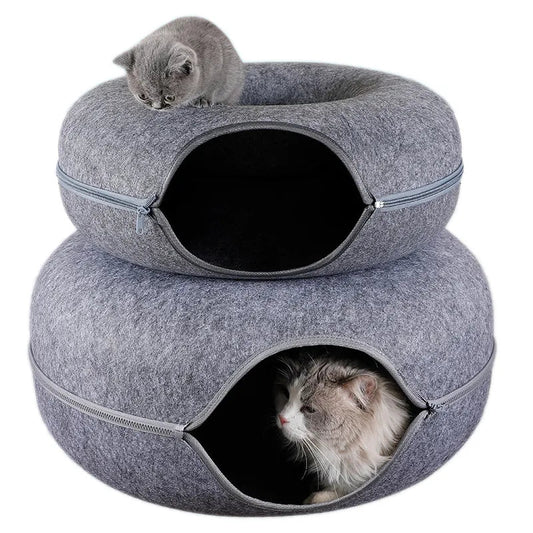 Eco-Friendly Wool Cat Bed  Grey Donut Bed Suitable for Cats & Kittens –  Chimney Sheep