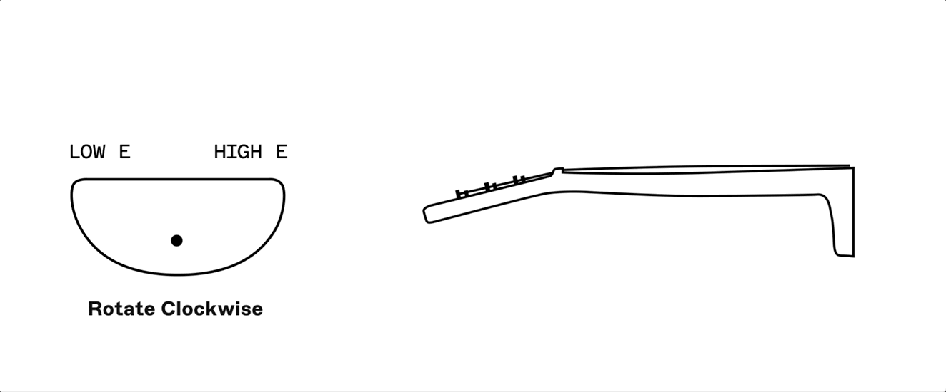 Gif of a guitar neck adjustment | rotate clockwise to tighten