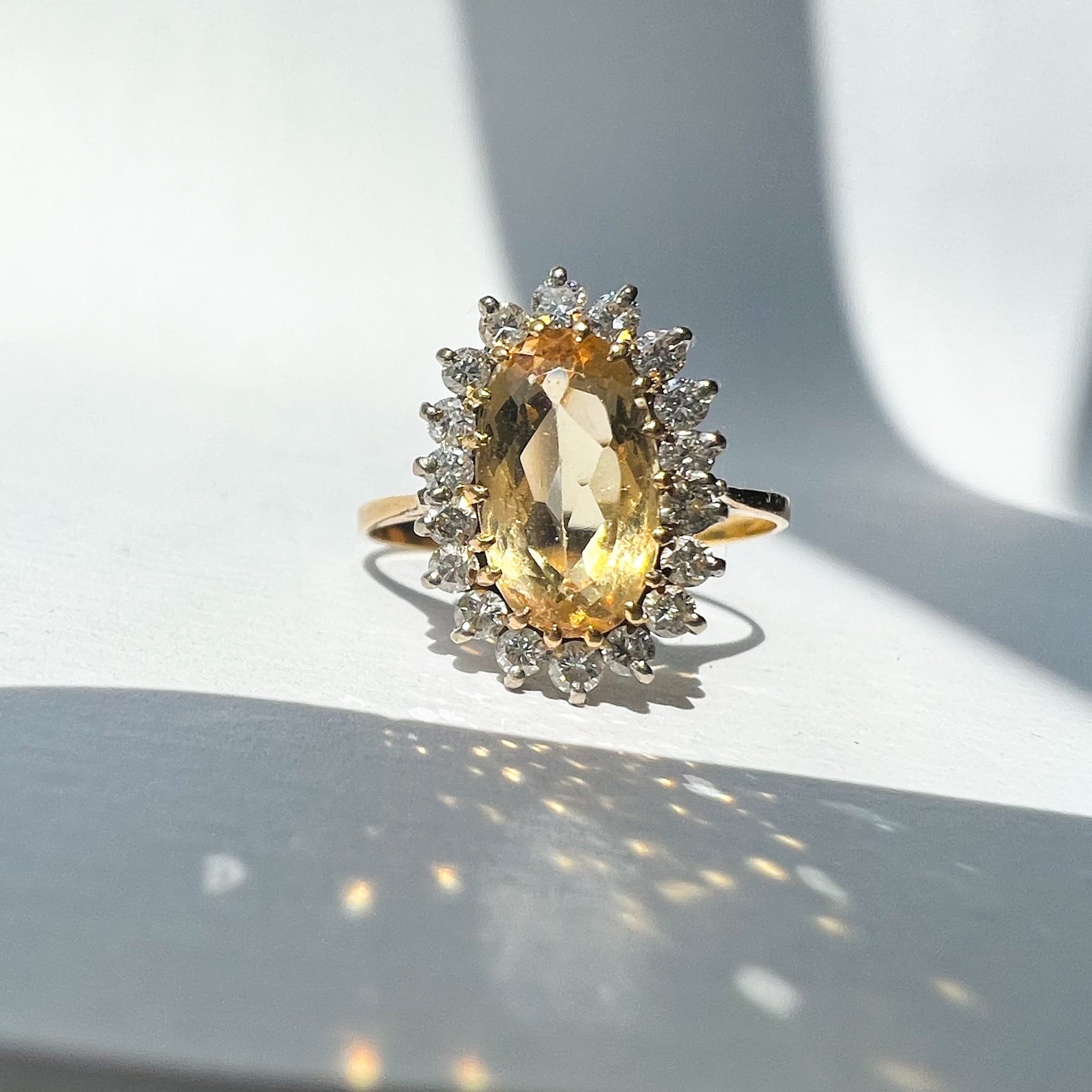 yellow topaz and diamond ring