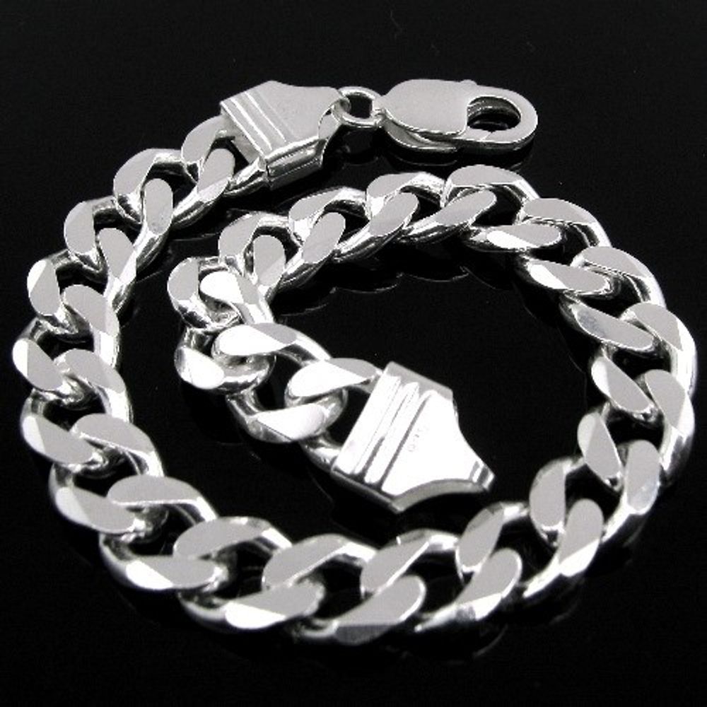 925 Sterling Silver Men's Womens Thick Curb Cuban Link Bracelet 8