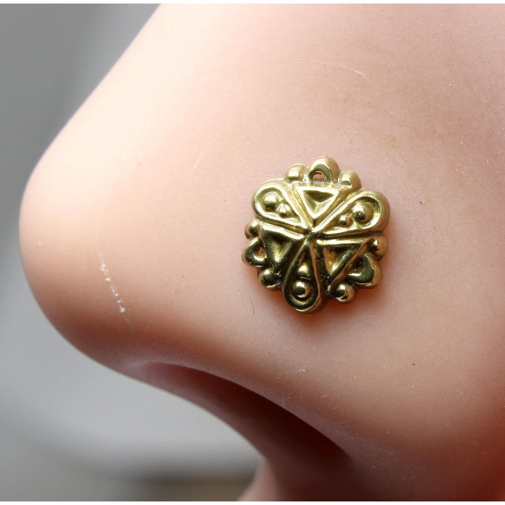 Indian Gold Plated Nose Jewelry Dangle Nose Stud Christmas Sale Nose Ring |  eBay
