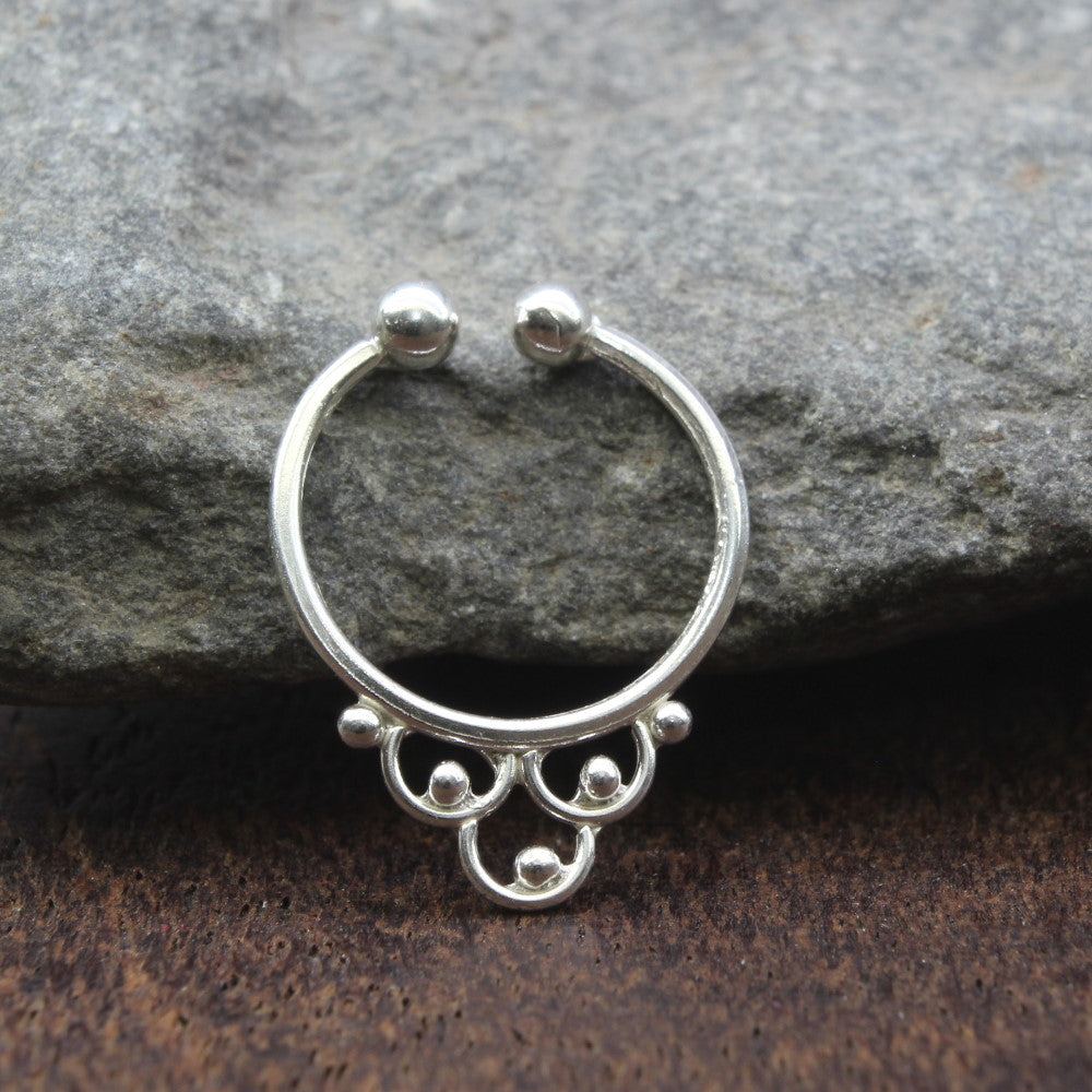 Tiny Silver Septum Ring for Pierced Nose. Indian Septum Ring. 20g Sterling Silver  Septum Jewelry. Tribal Septum Ring - Etsy