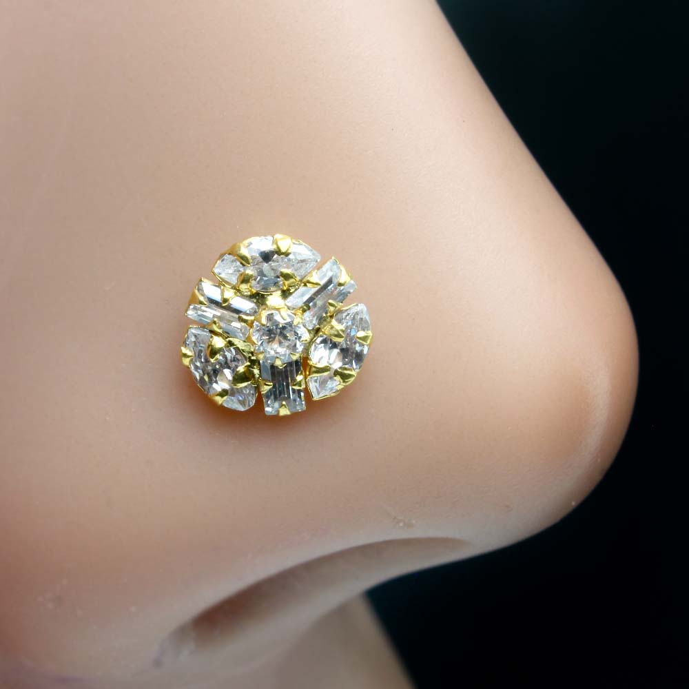 Classy Diamond Nose Rings Set of 4 – Indian Goddess Boutique llc