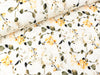 Bio Baumwolljersey Blumen apricot-dunkelbraun auf Creme