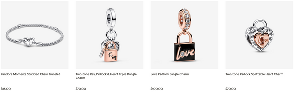 Pandora lock and key charm