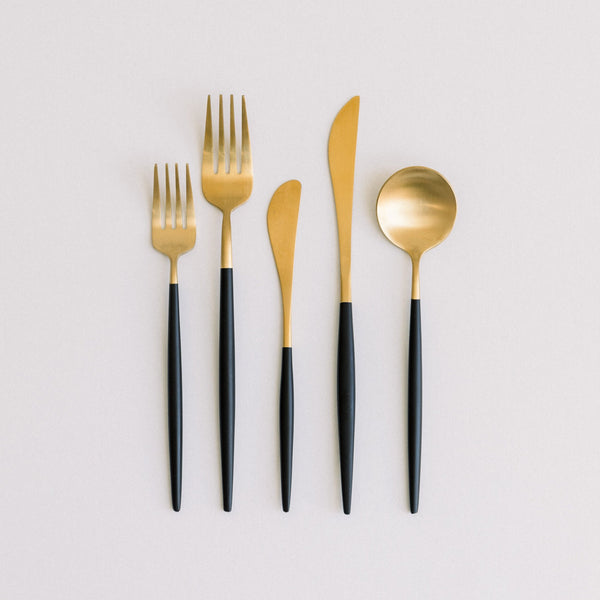 Black & Matte Gold Flatware/Rental Price Per Piece — Luxe Event Decor