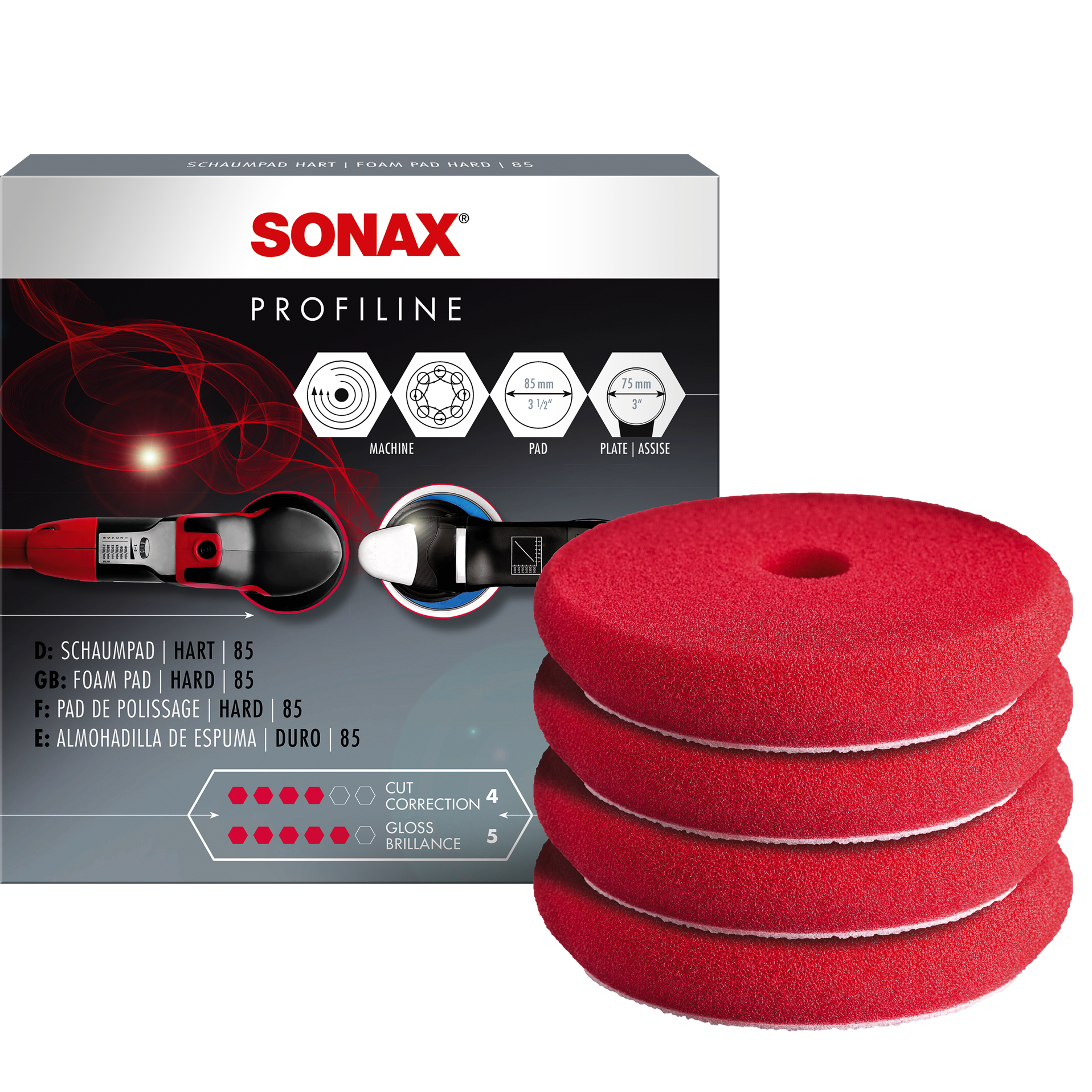 SONAX Polerskive Cut Rød 80mm - 80mm