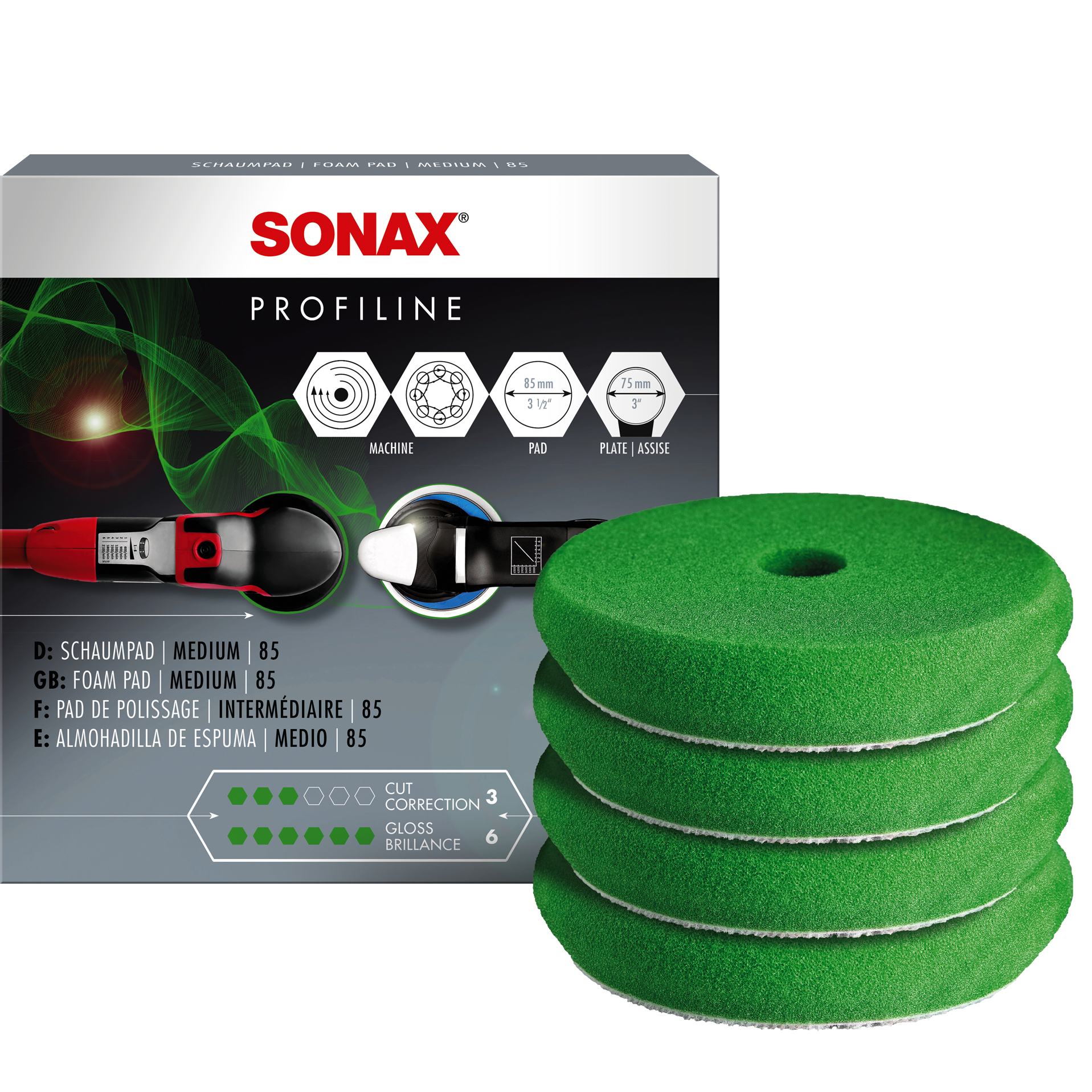 SONAX Polerskive Fin Grøn 80mm - 80mm