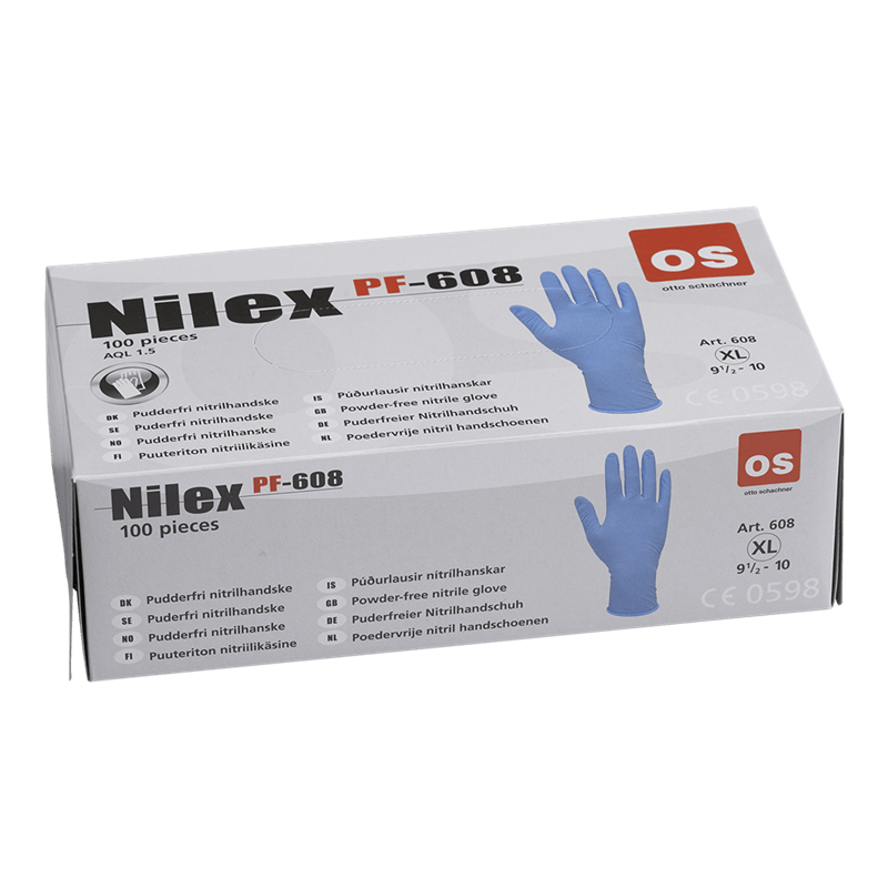 Se Nilex engangshandske 11 (2XL) Nitril pudderfri - tykkelse 0.08mm - bl - ske a 100 stk hos XpertCleaning.dk