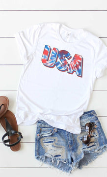 Tie Dye USA Patriotic Graphic Tee, Free Shipping