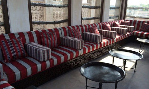 Guest Area at Dubai Writers Center with Stiped Traditional Upholstery