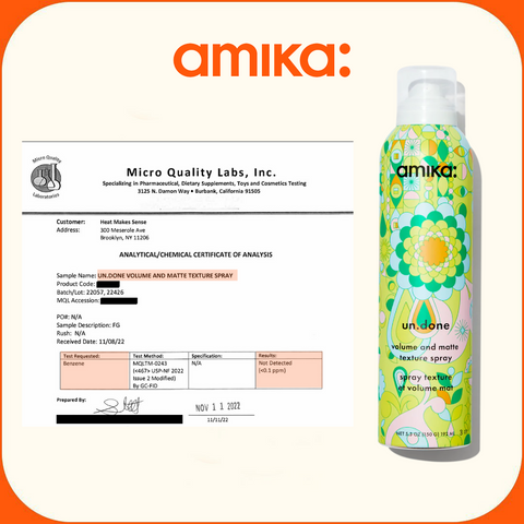 amika benzene test results un.done matte texture volume spray