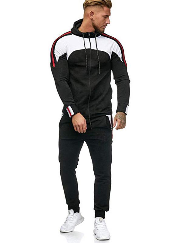 Men's color-blocking sweater casual sports suit Bohovp