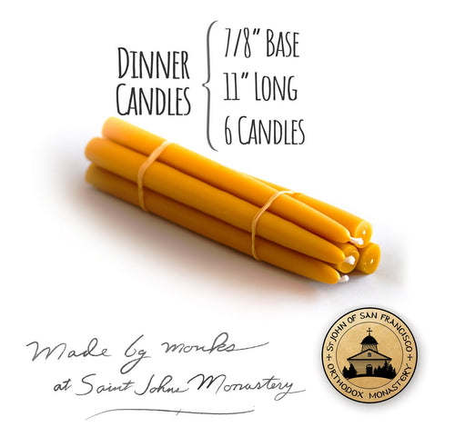 11" Dinner Candles - 100% Pure Beeswax