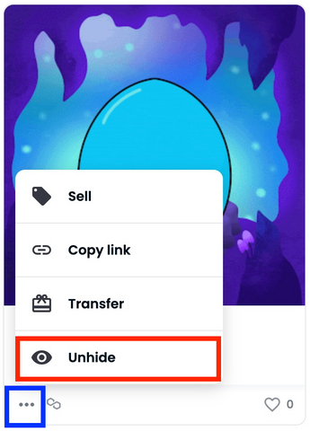 How to unhide an nft in your opensea account