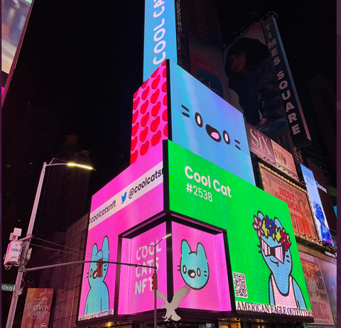 Cool Cat Billboard Time Square NFT NYC art collection partnership 