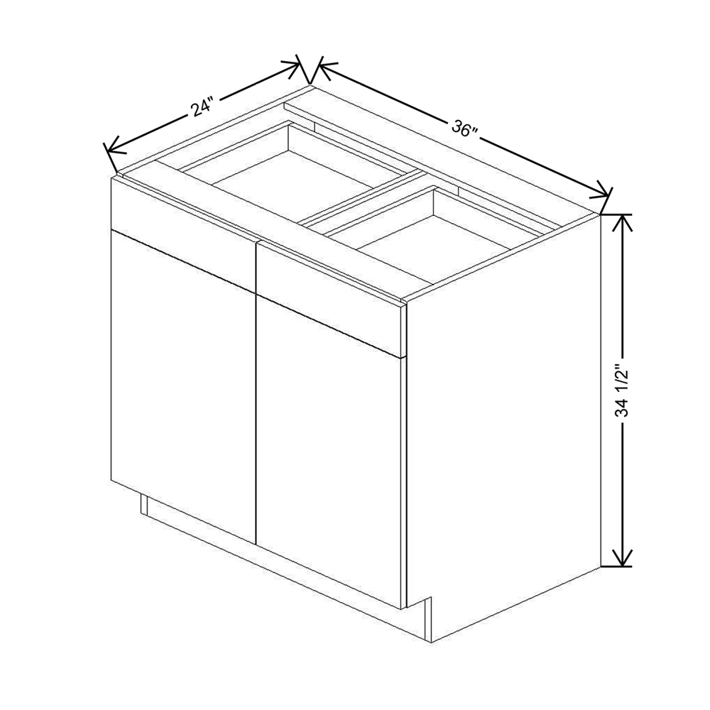CNC Classic Milano Snow 36" W 2 Drawer Double Door Base Cabinet