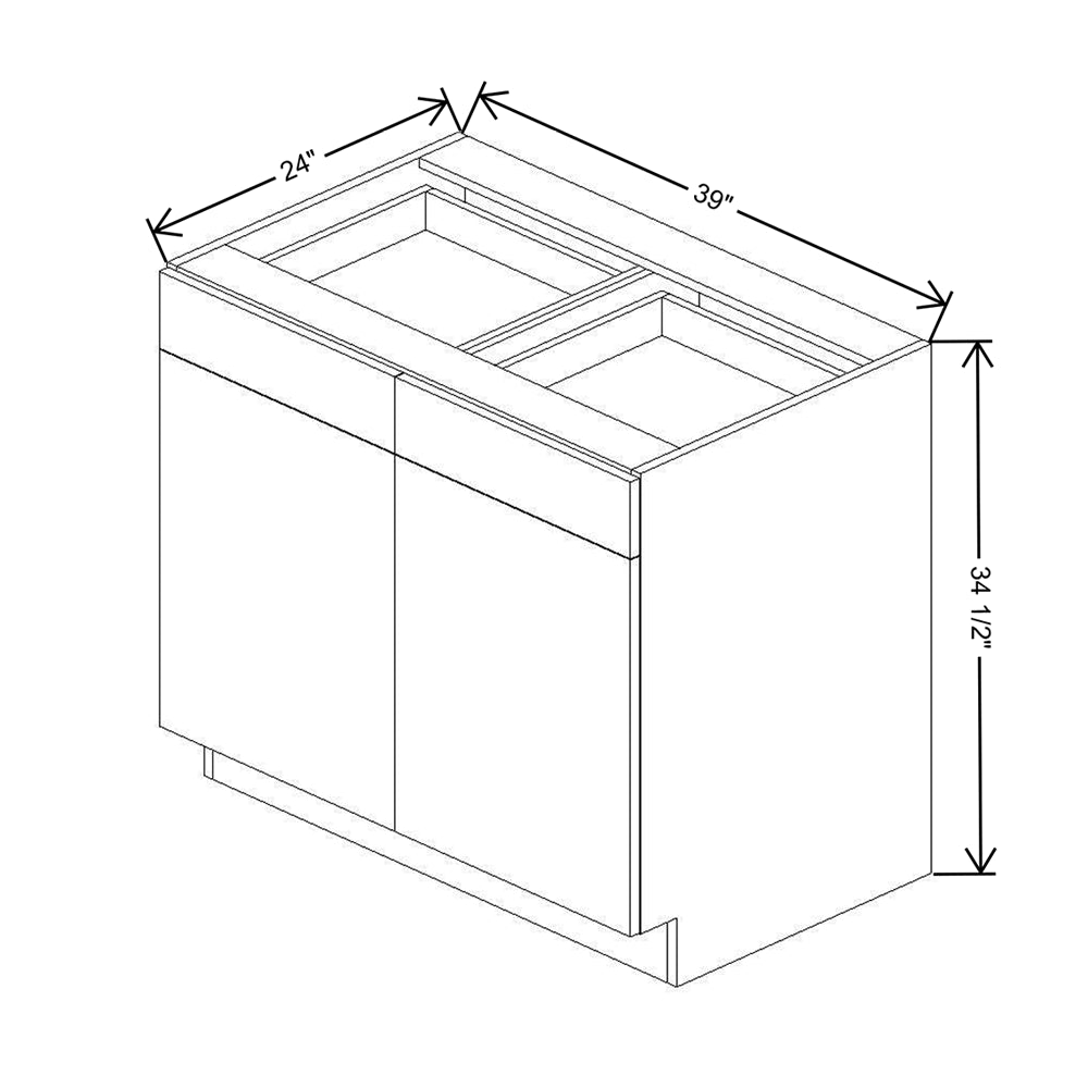 CNC Classic Milano Obsidian 39" W 2 Drawer Double Door Base Cabinet