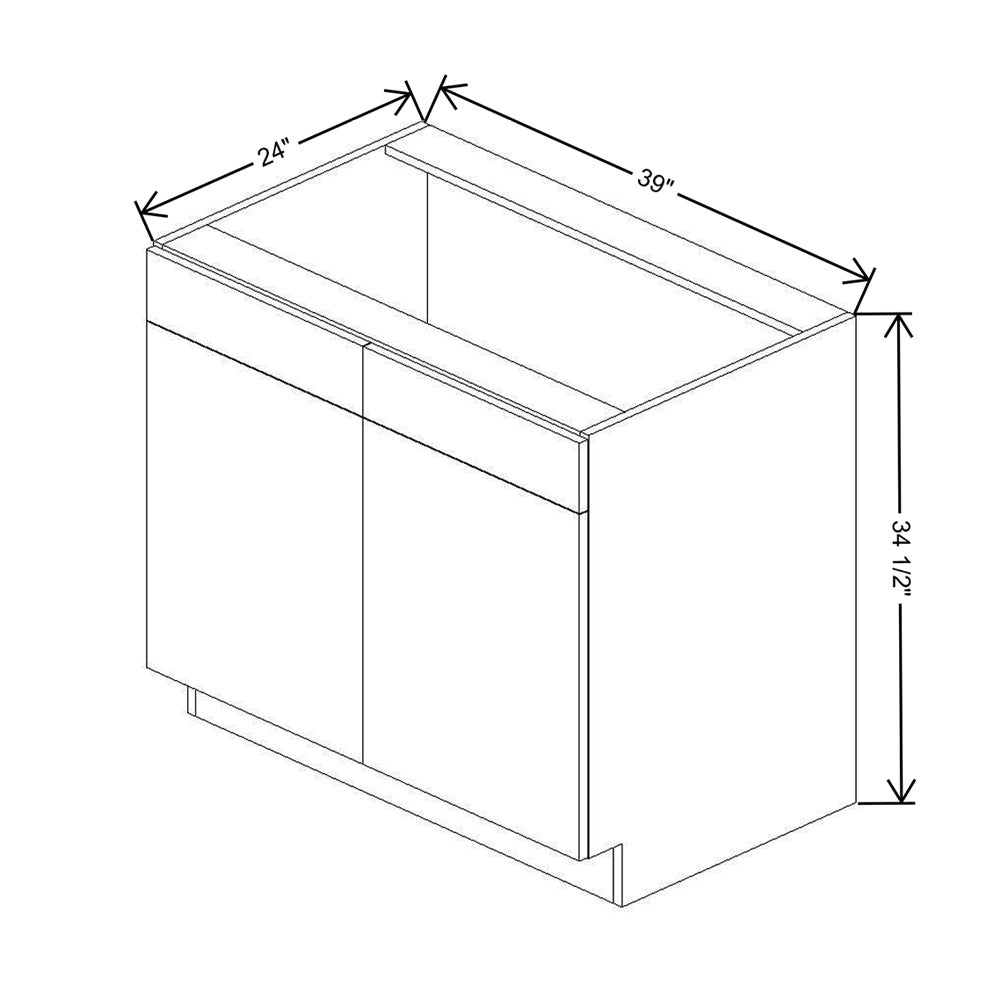 CNC Classic Broadway Almond 39" W 2 Drawer Front Double Door Sink Base Cabinet