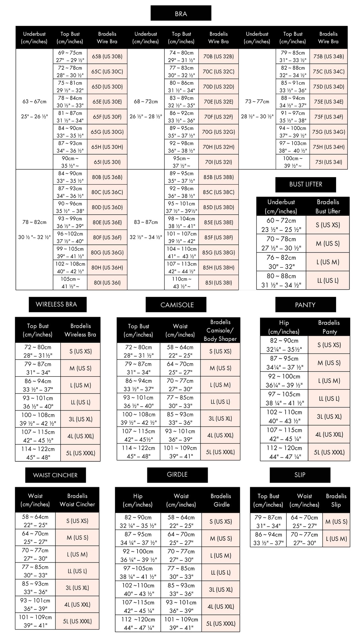 Size Chart and Measuring for a Bra - Silverts