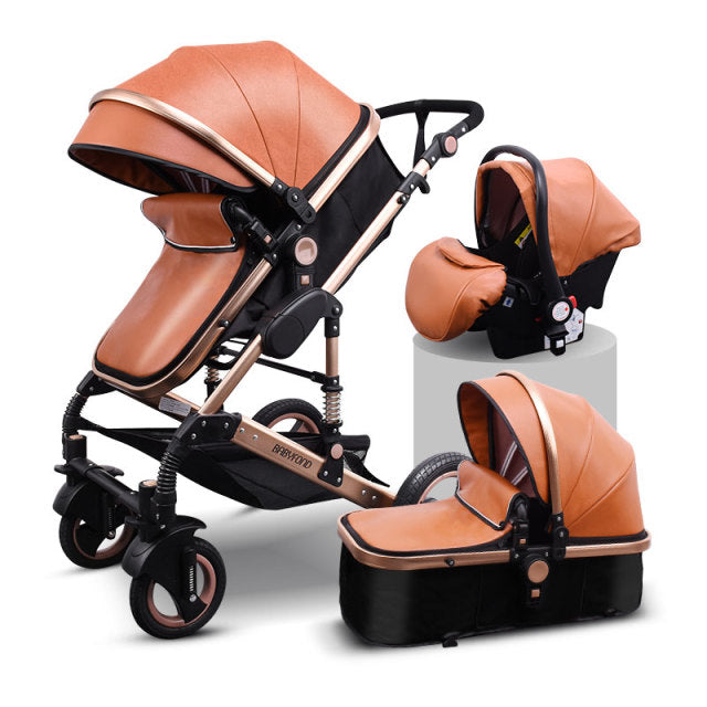 leather 3 in 1 prams