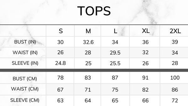 tops size chart