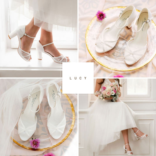 14 Cm Thick Heels Lace Design Comfortable Bridal Shoes Wedding Shoes -  118.18 € + KDV
