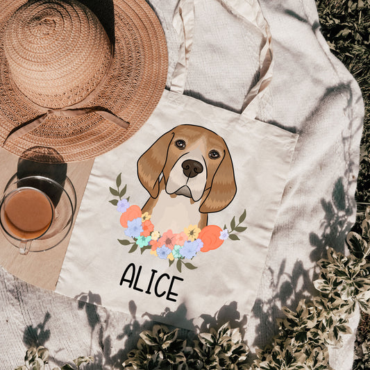 Beagle in Bloom Tote Bag