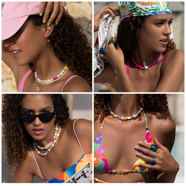 colorful pearl necklaces