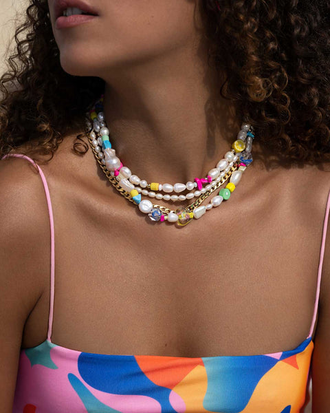 colorful layered summer necklaces