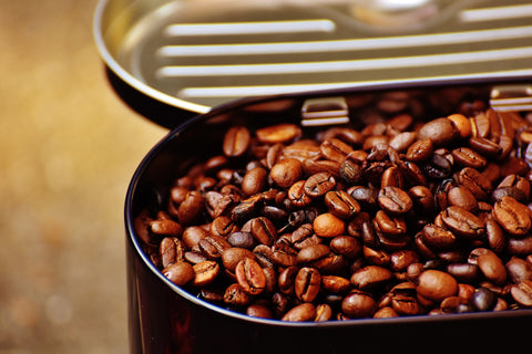 Coffee beans in a tin