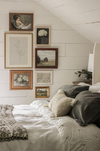 Gallery wall with vintage frames