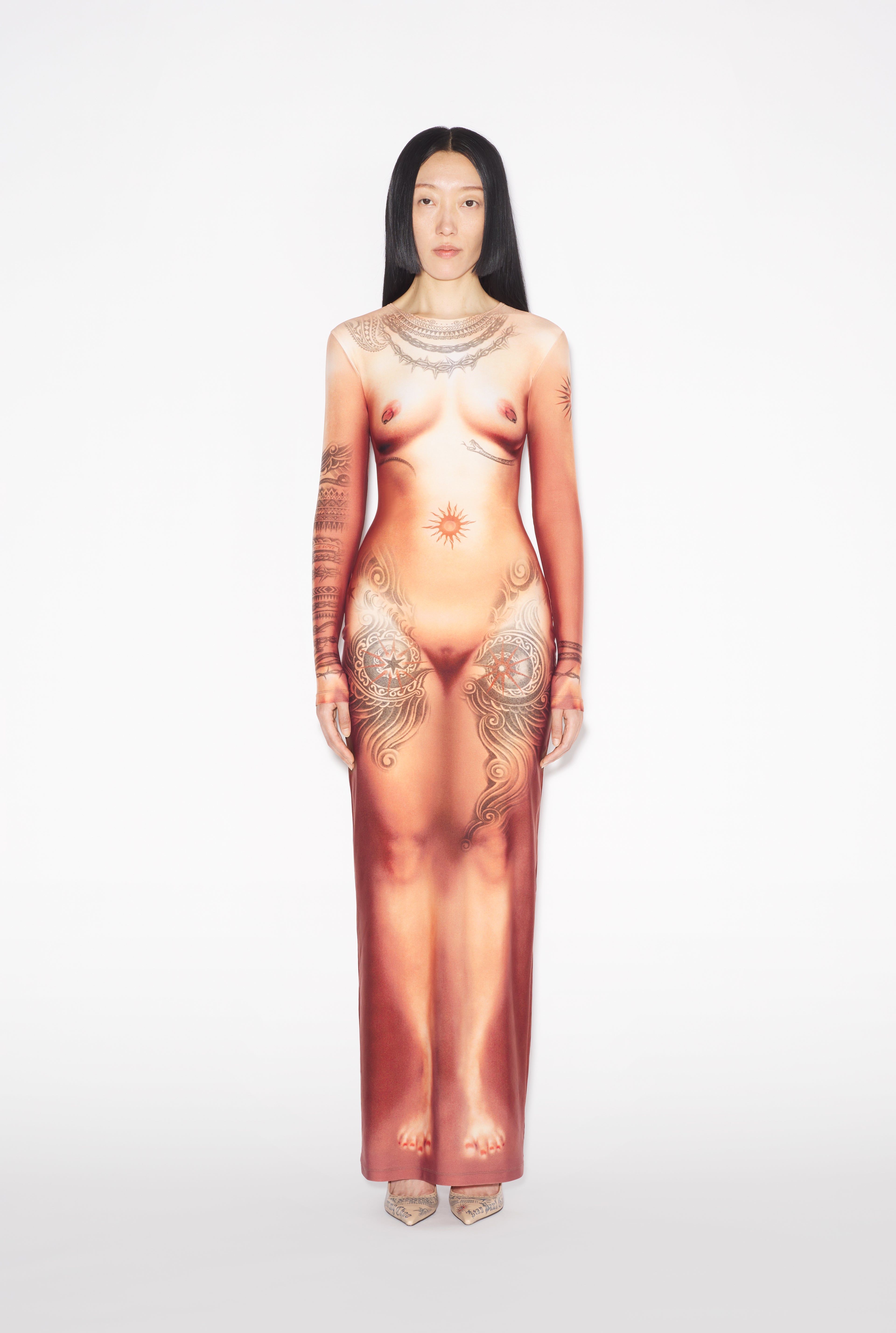 The Long Nude Body Tattoo Dress