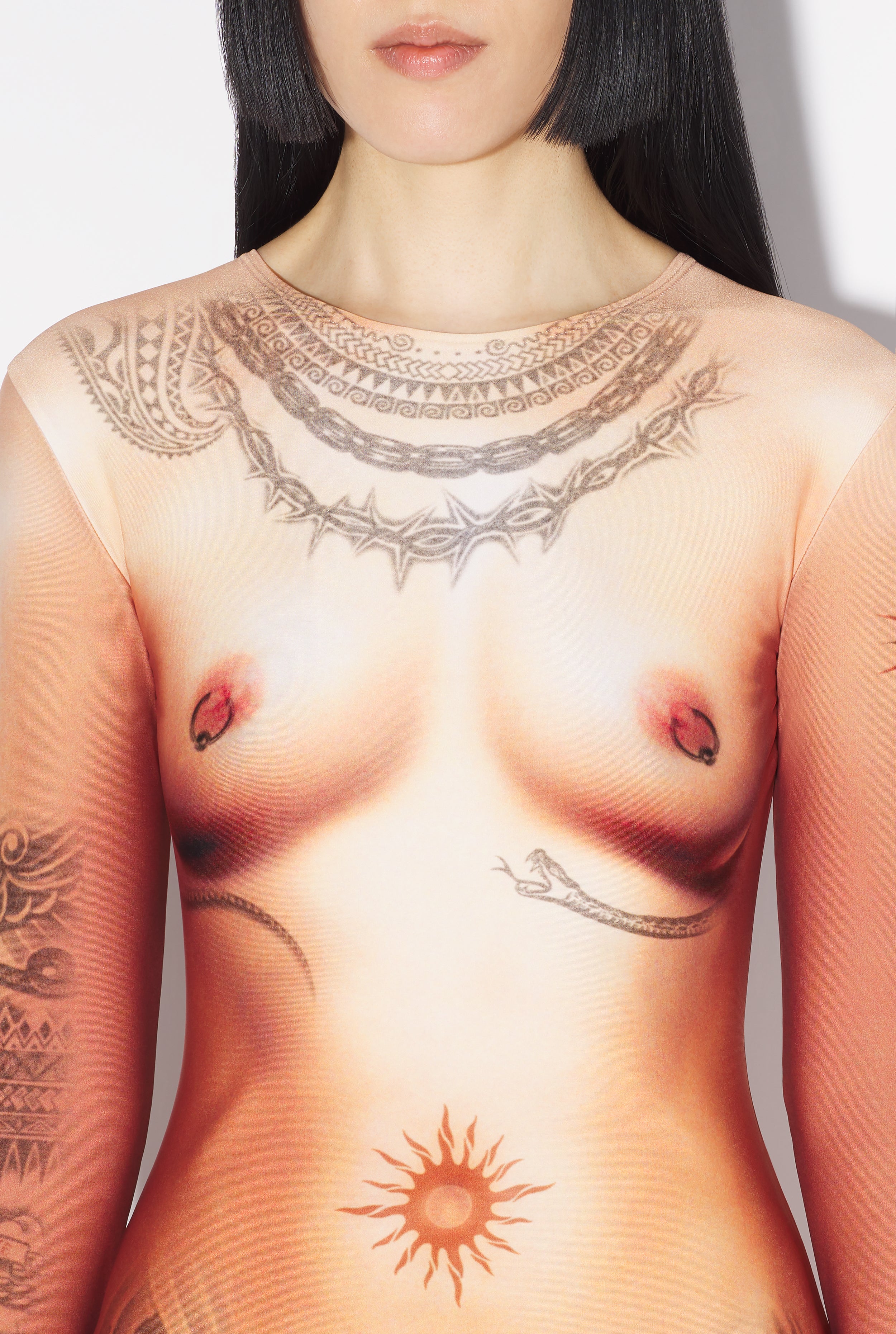 The Long Nude Body Tattoo Dress