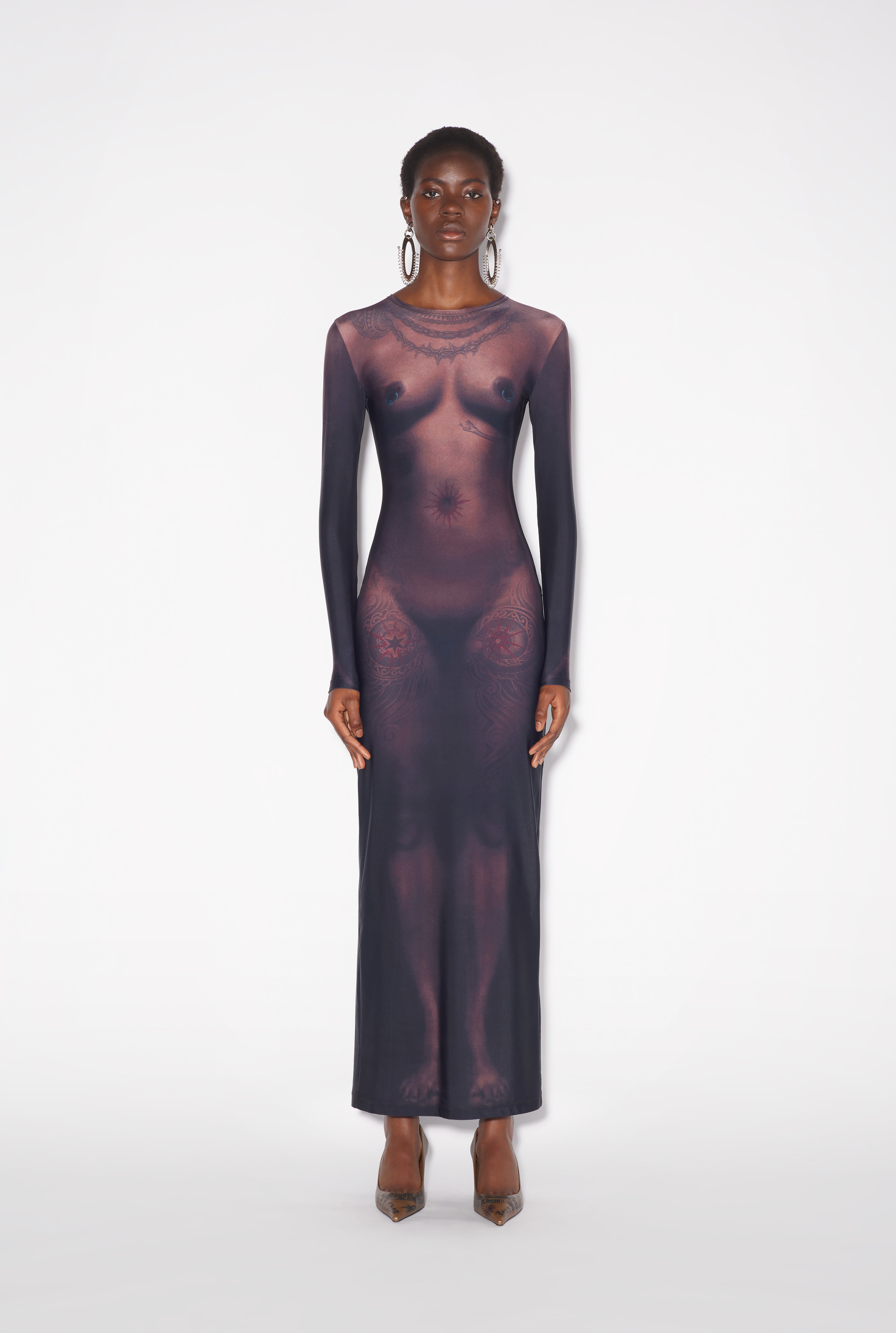 The Long Ebony Body Tattoo Dress