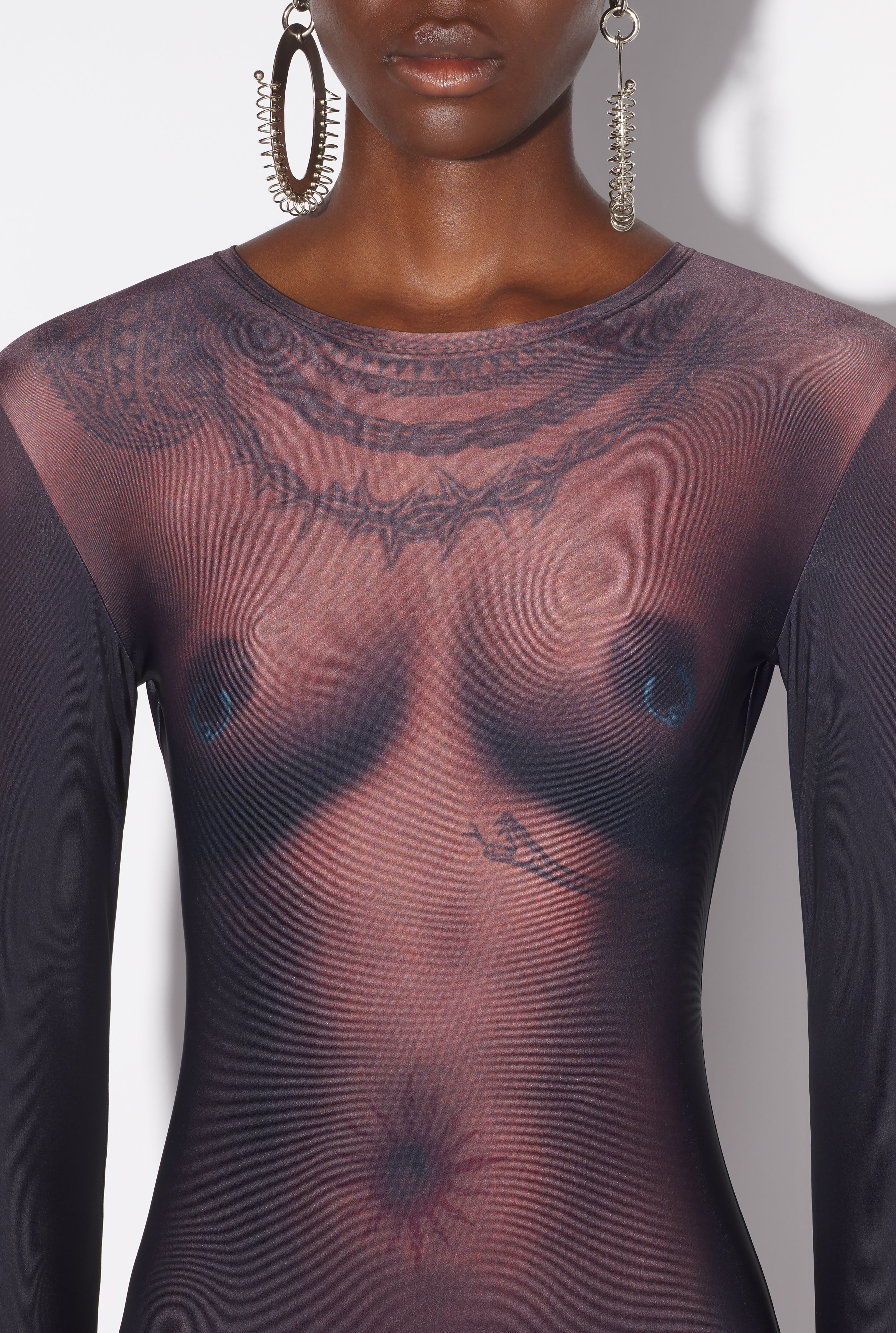 The Long Ebony Body Tattoo Dress