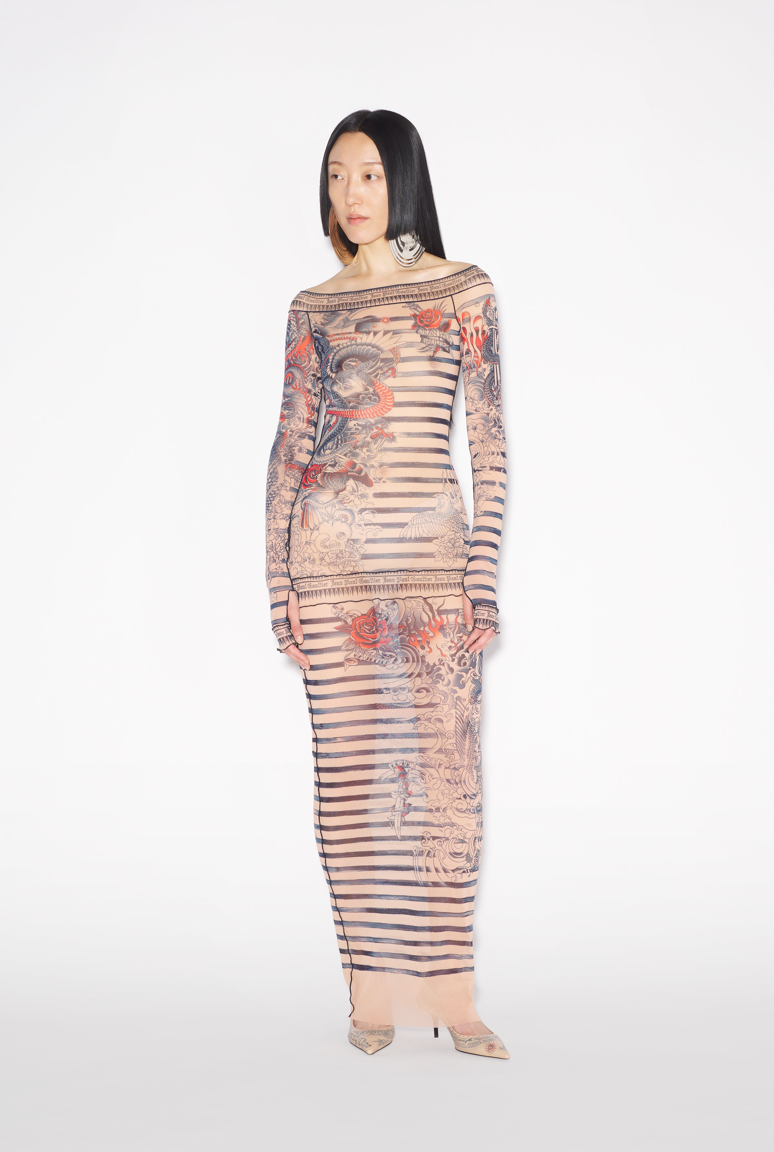 The Long Nude Sailor Tattoo Dress