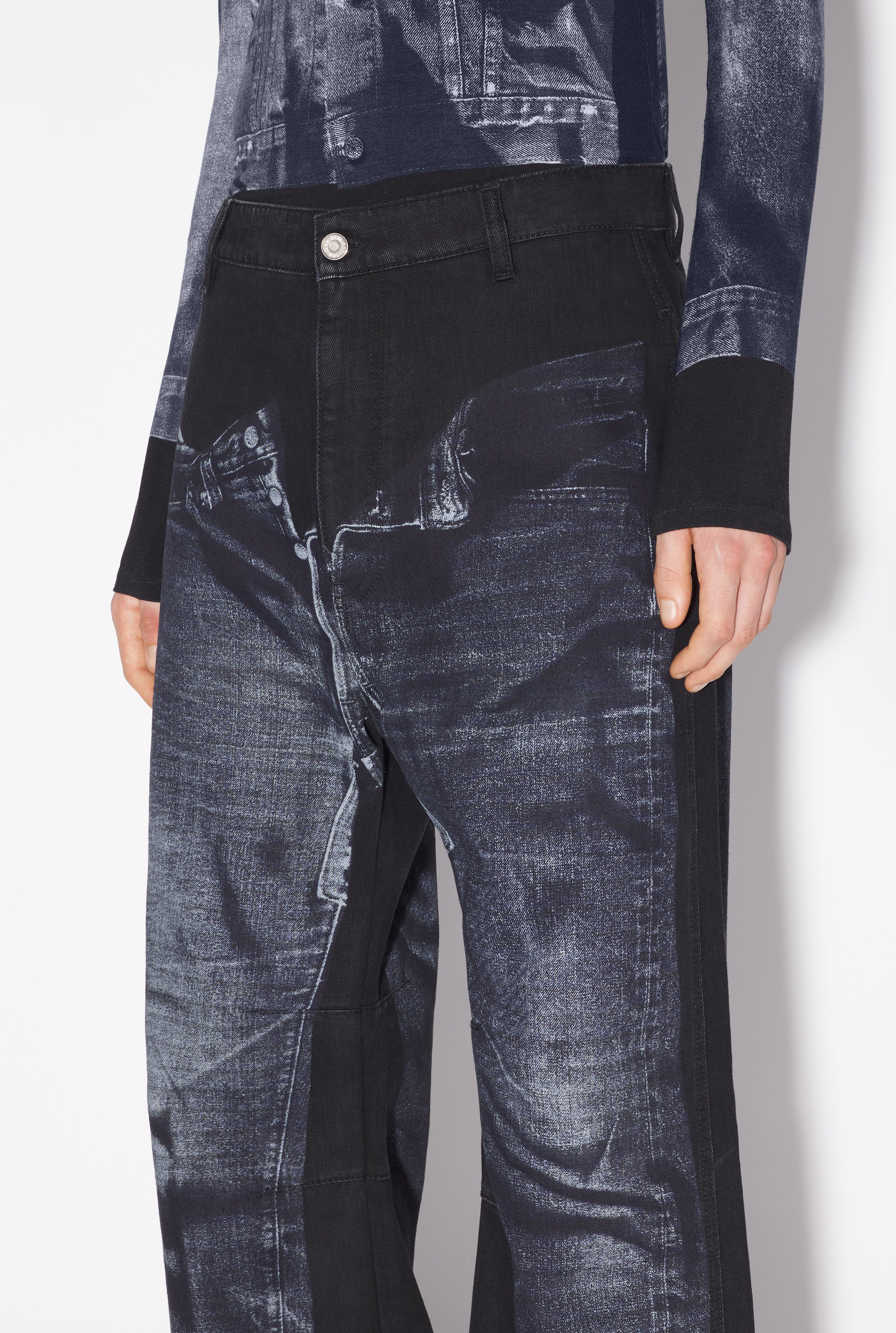 The Black Trompe L’Oeil Denim Jeans for him