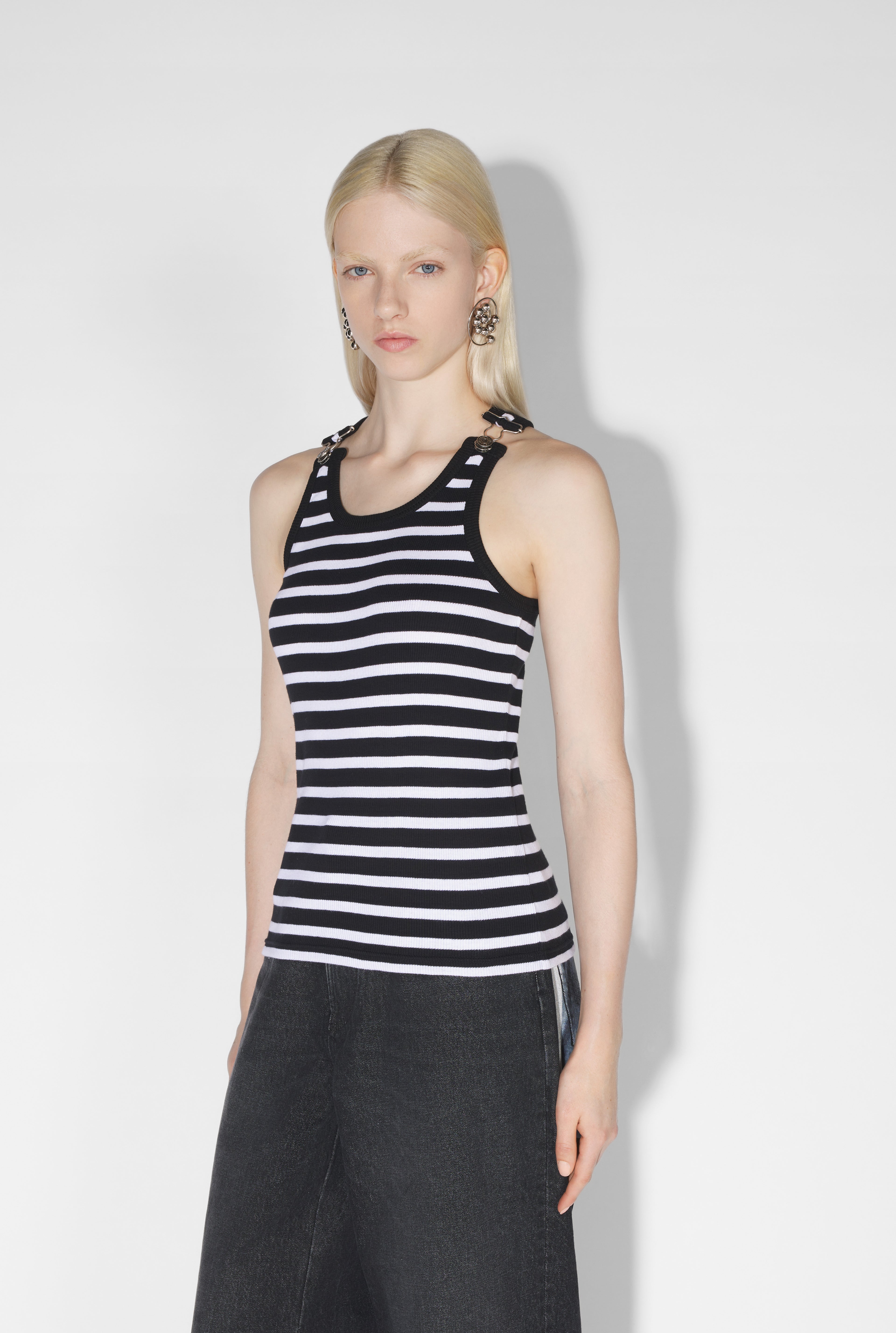 The Black Strapped Marinière Tank Top