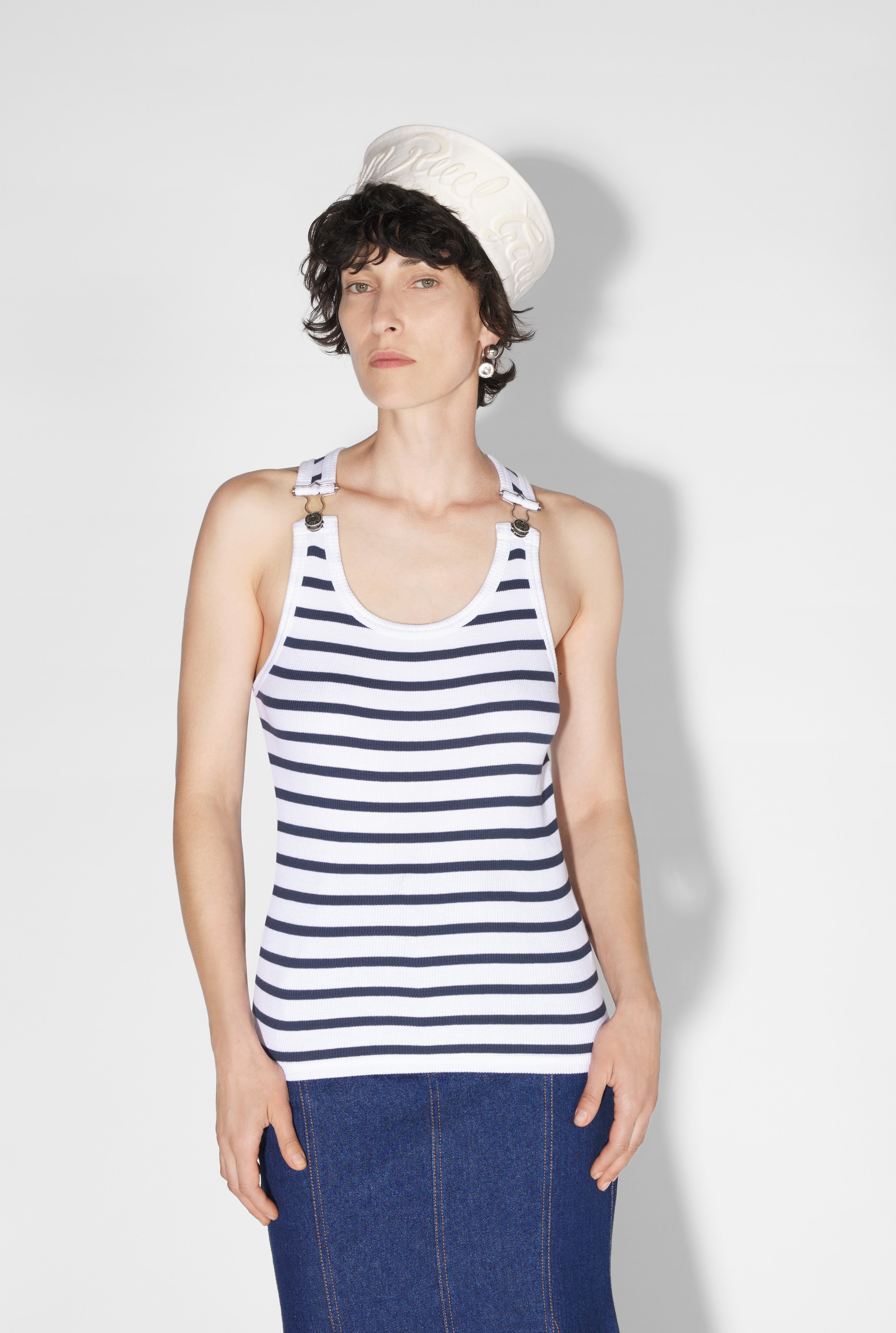 The White Strapped Marinière Tank Top