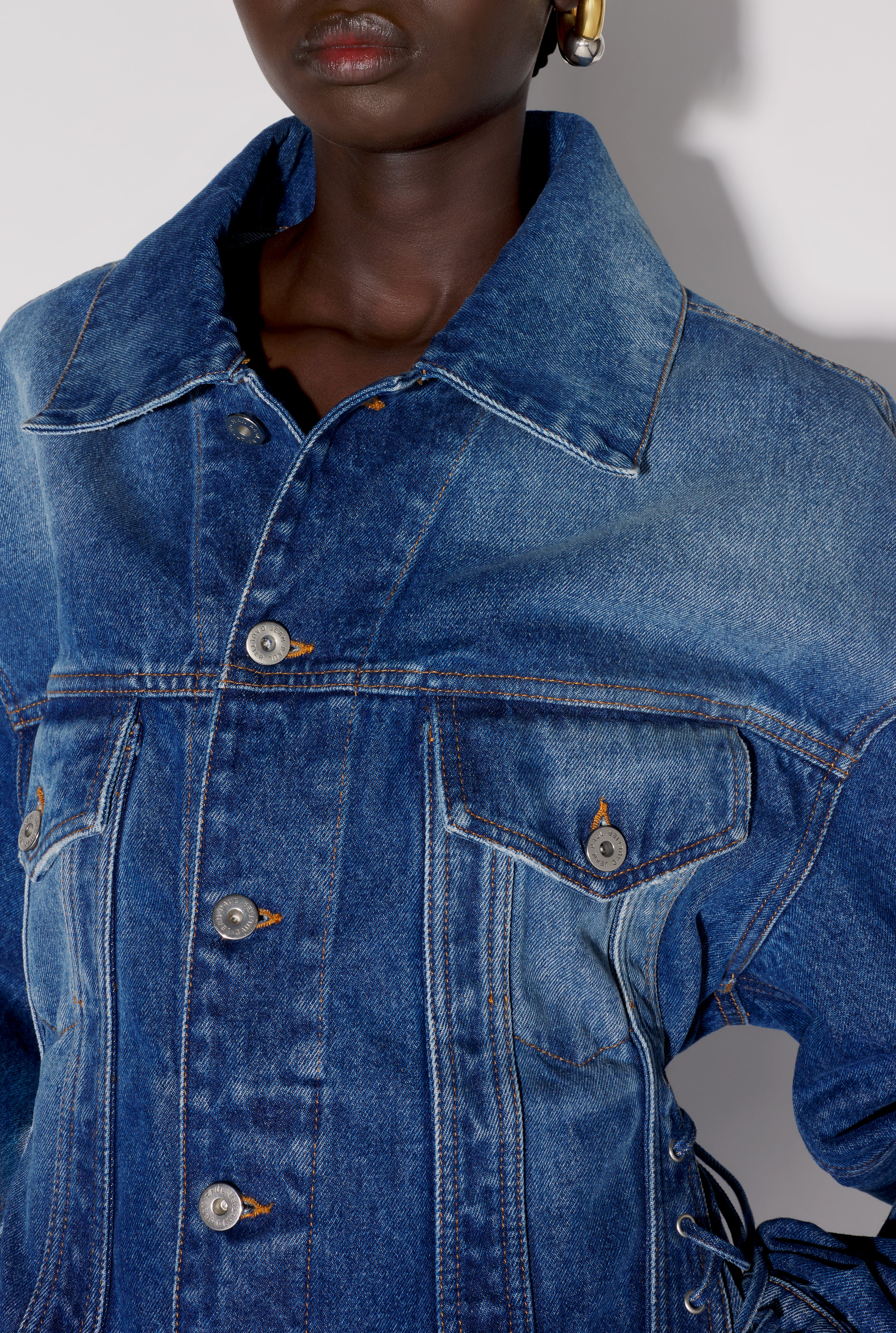 La Veste Denim à Lacets Bleue