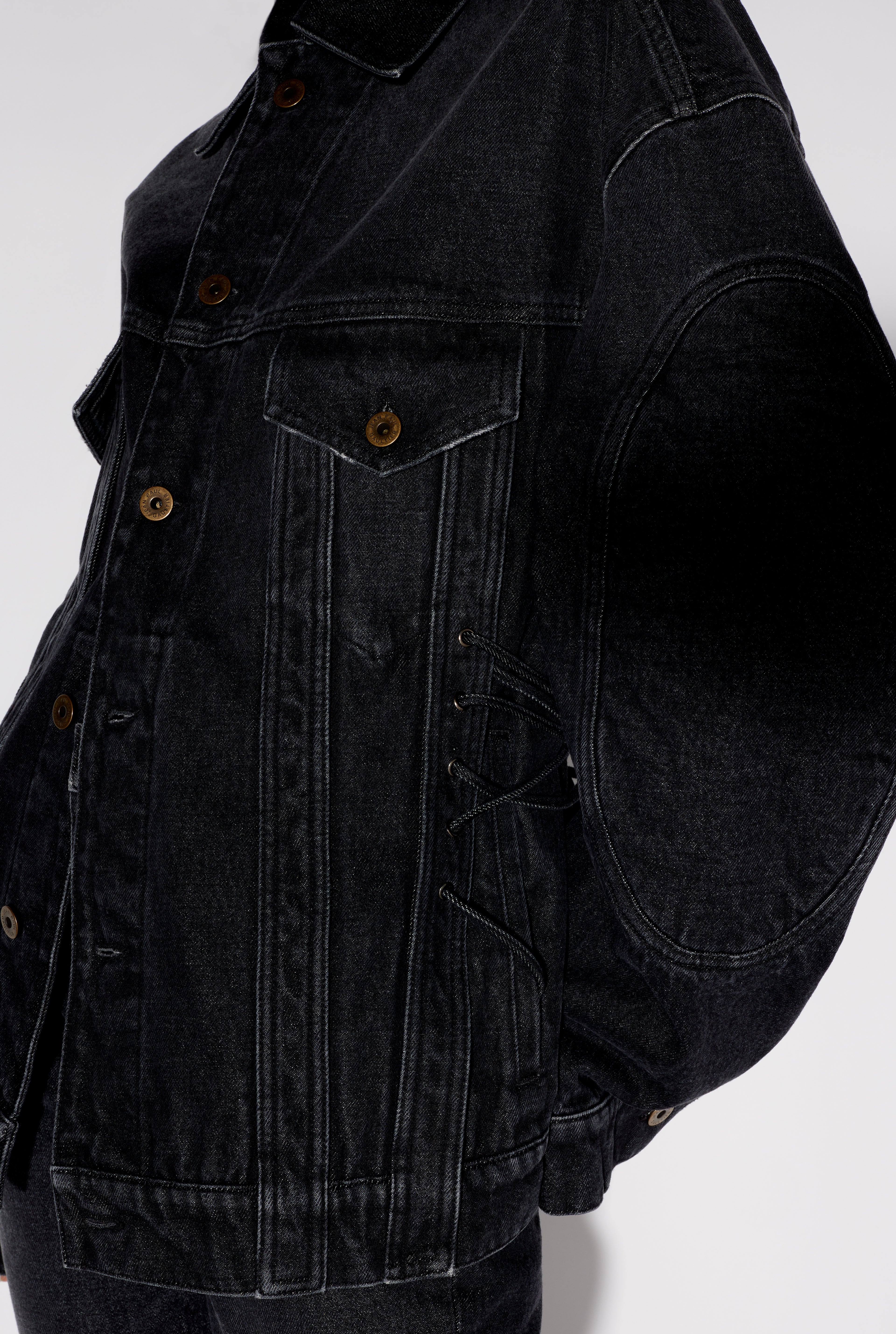 La Veste Denim à Lacets Noire