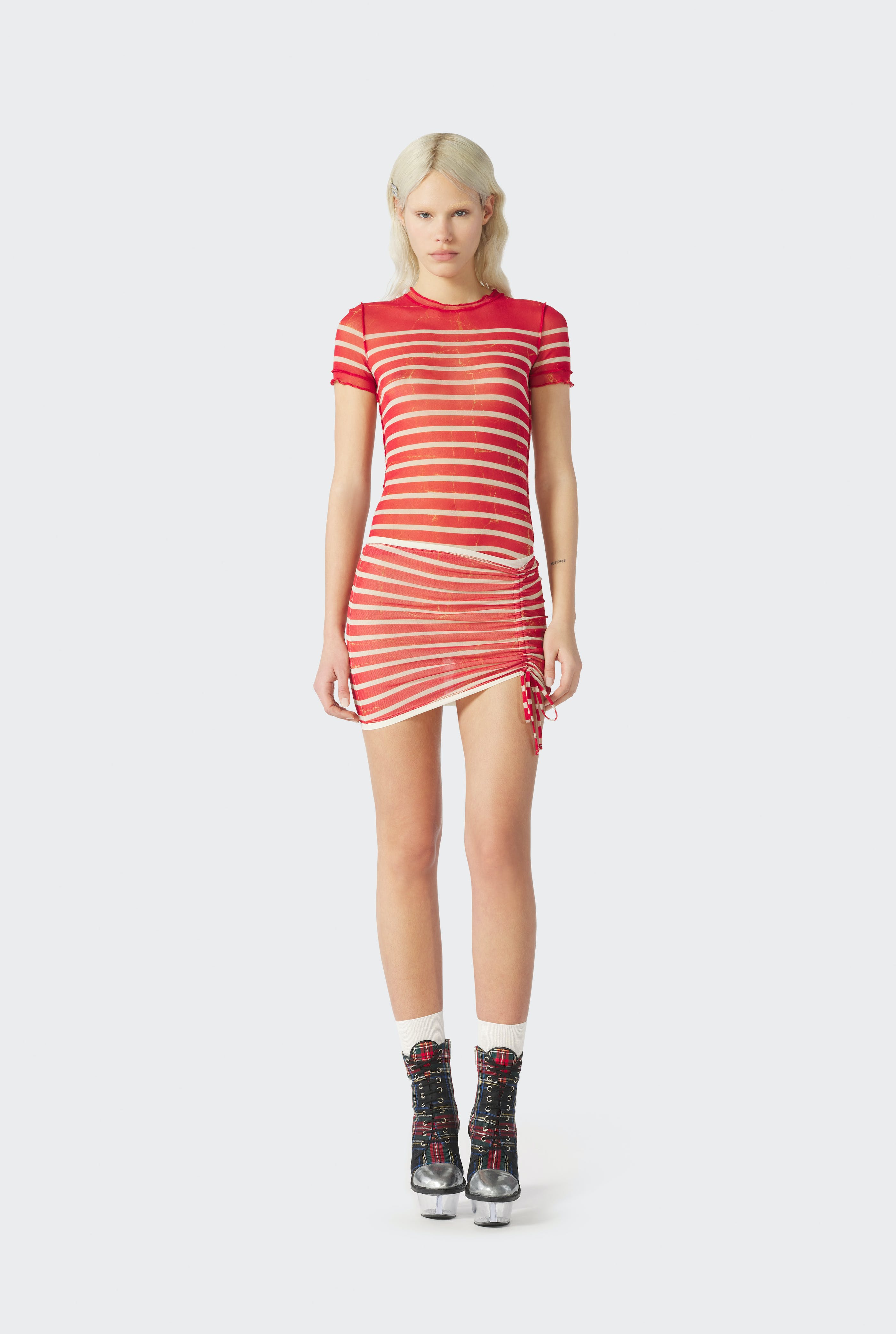 The Red “Crackling” Sailor Mini Skirt