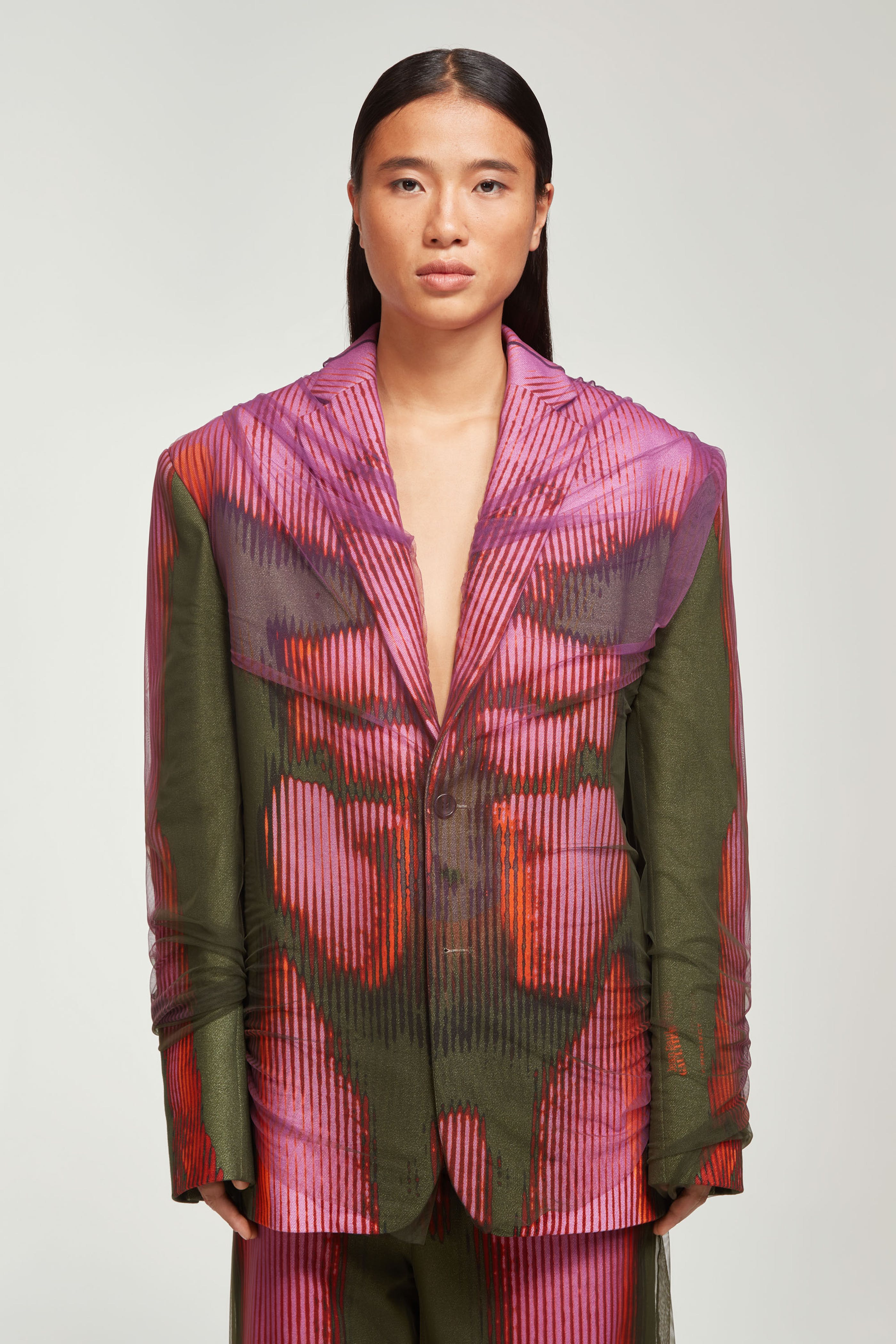 Jean Paul Gaultier - The Pink & Khaki Body Morph Blazer by JPG x Y