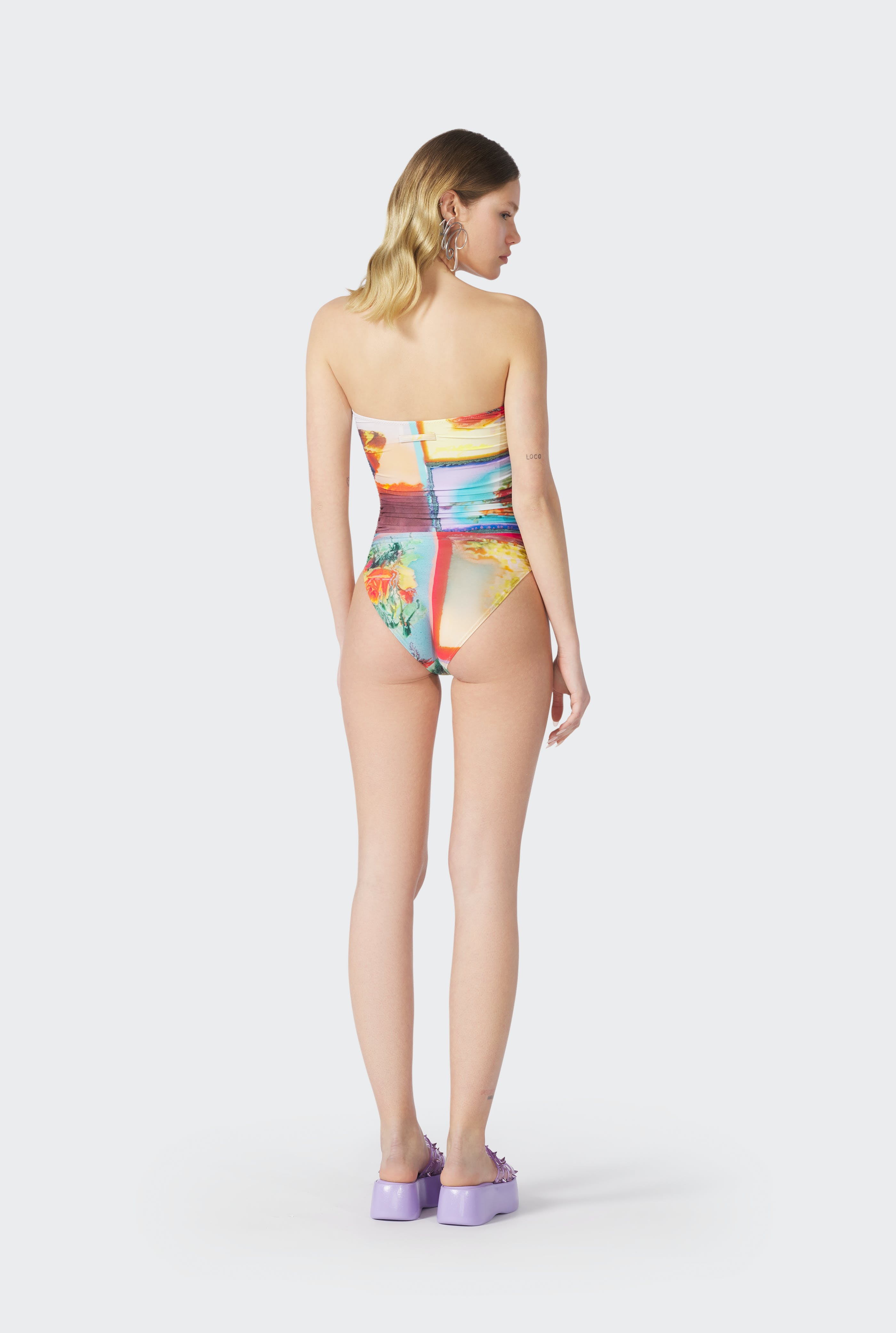 Jean Paul Gaultier Scarf Strapless Swimsuit in White