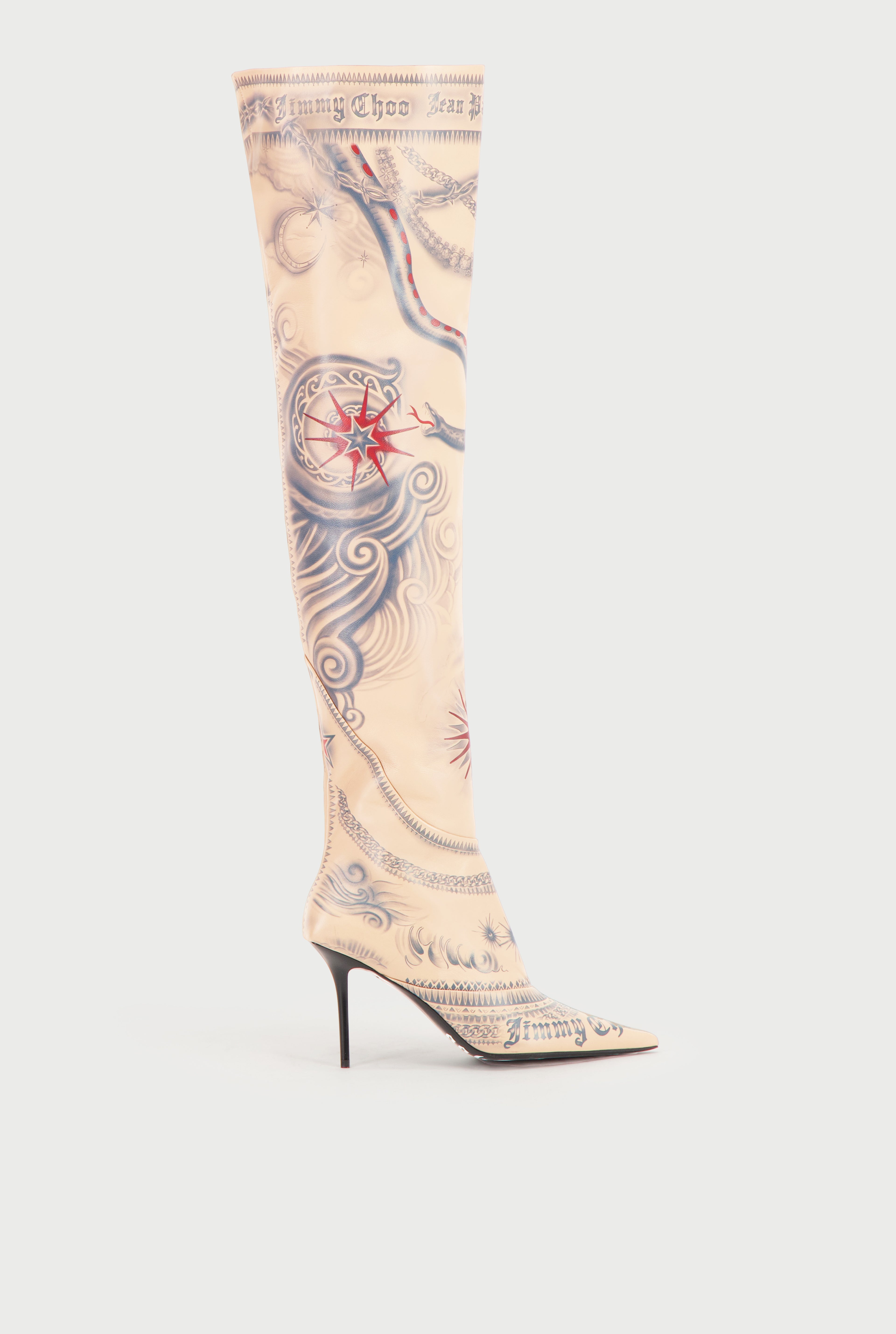 Jean Paul Gaultier / Jimmy Choo Nude Over The Knee Boot 90