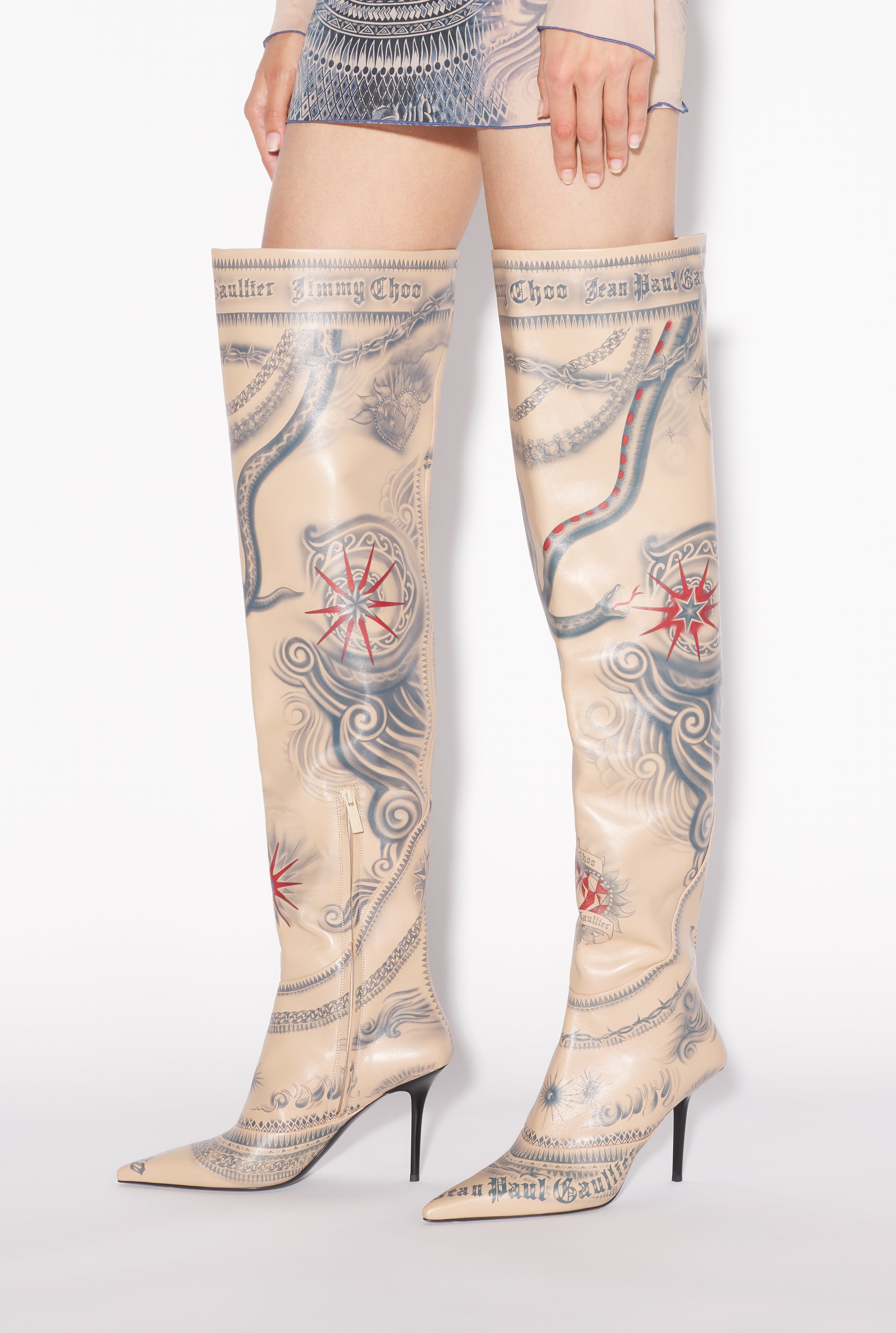 Jean Paul Gaultier / Jimmy Choo Over The Knee Boot 90 Nude