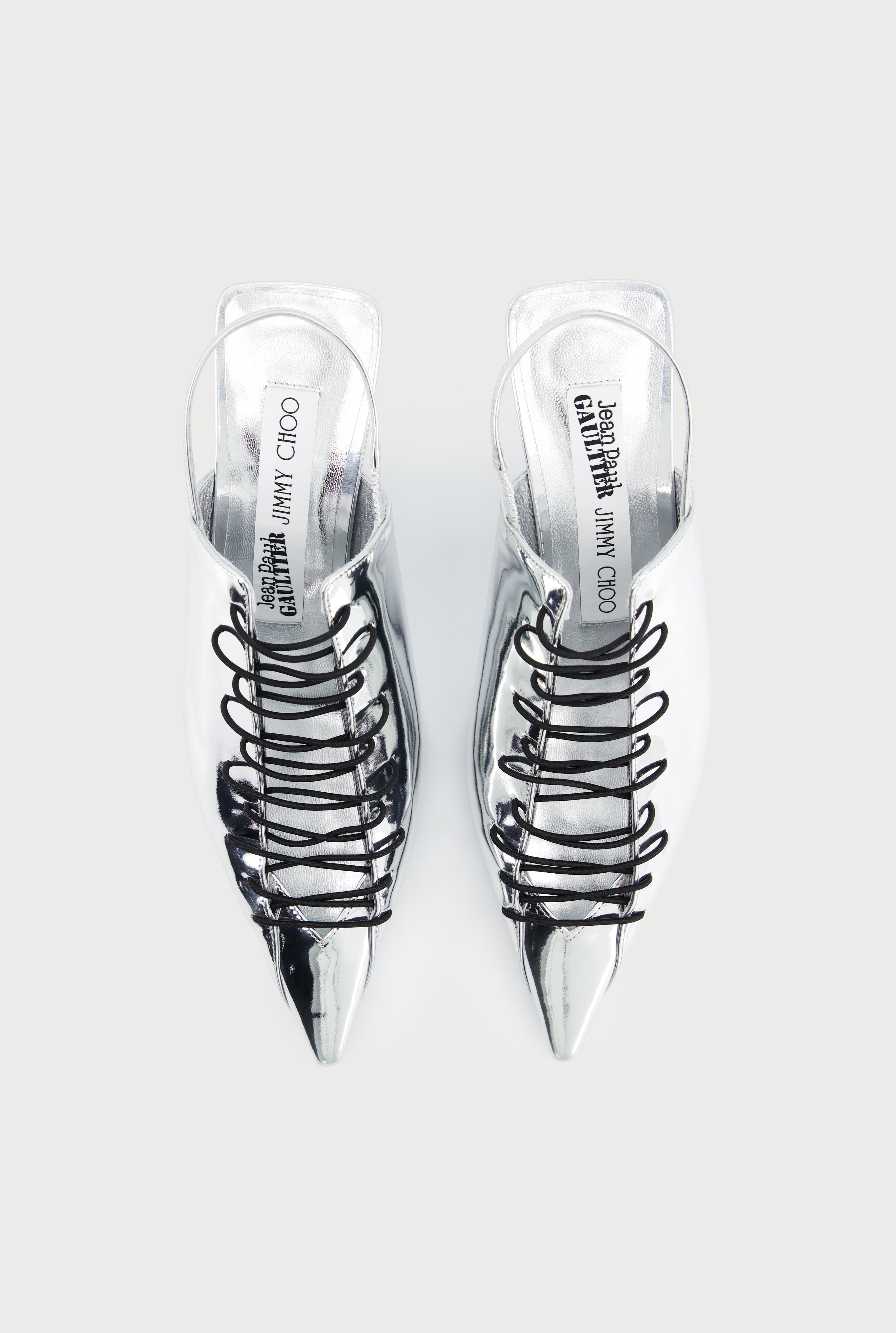 Jean Paul Gaultier / Jimmy Choo Silver Sling Back 60