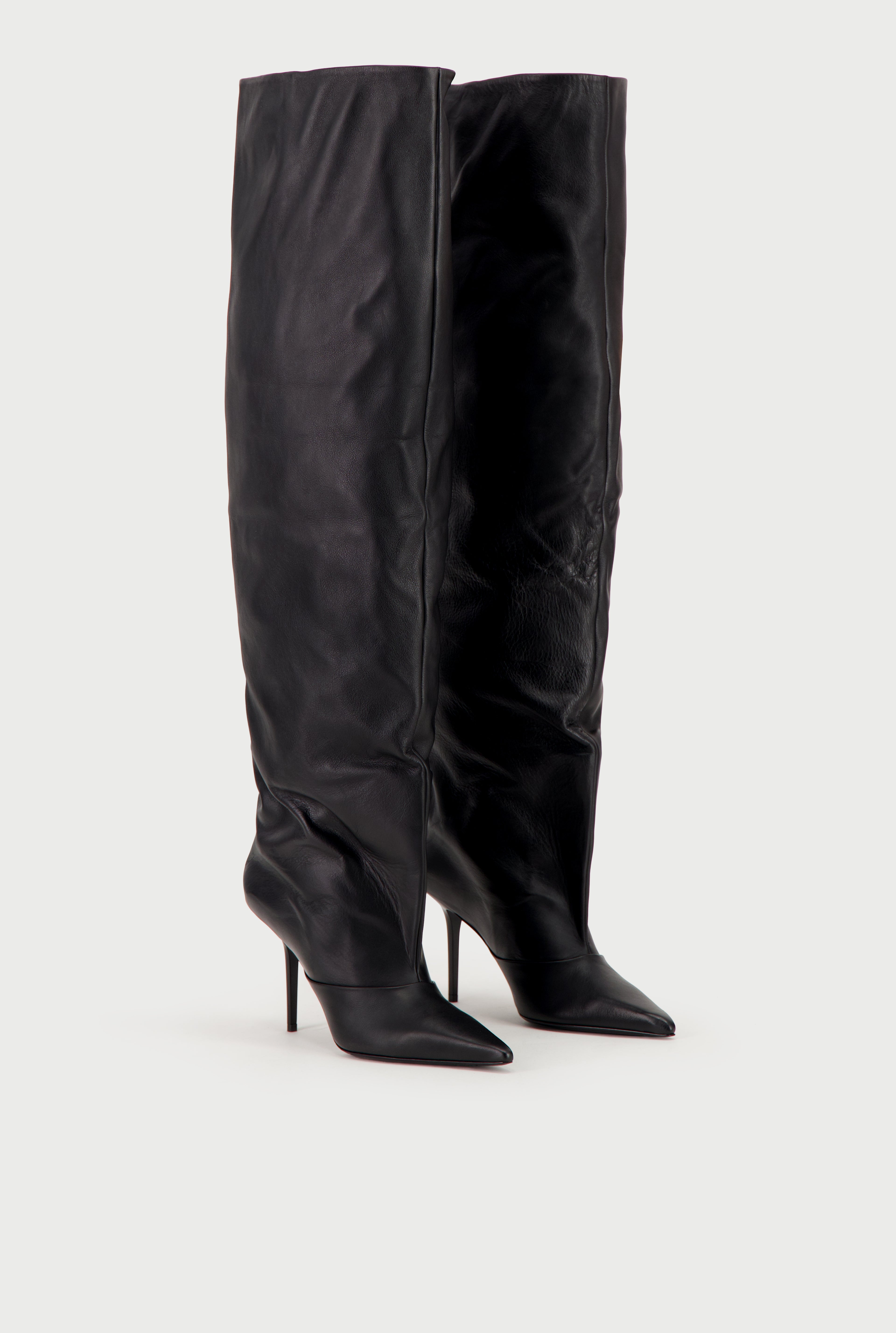 Jean Paul Gaultier / Jimmy Choo Black Cuff Over The Knee Boot 90